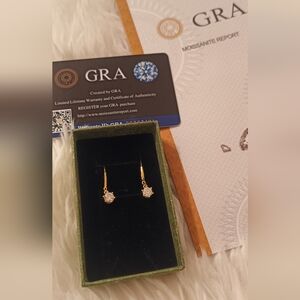 18k SAudi Moisannite Diamond Earrings Dangling  Lightweight Only Per Piece
